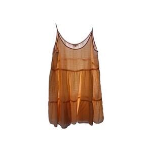 Aerie Tie Strap Summer Top Peach/ Gold Metallic Sz. Lg. Oversize Boho Cottage